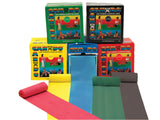 CanDo Low Powder Exercise Band - 25 yard rolls, 5-piece set (1 each: yellow, red, green, blue, black)