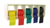 CanDo exercise band rack, plastic, 5 rolls, INCLUDING: Sup-R Band - Latex Free - 5 x 50 yard rolls (yellow, red, green, blue, black)