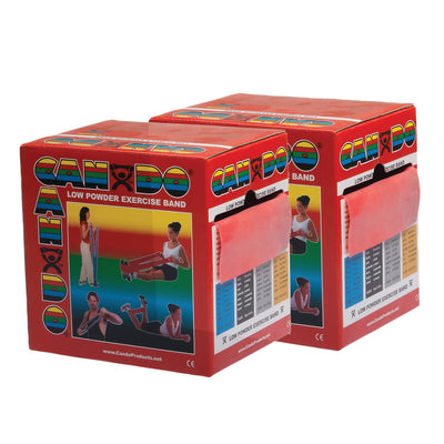 CanDo Low Powder Exercise Band - Twin-Pak - 100 yard (2 x 50 yard rolls) - Red - light