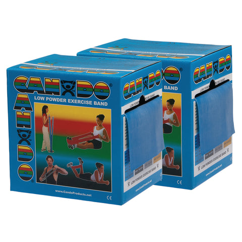 CanDo Low Powder Exercise Band - Twin-Pak - 100 yard (2 x 50 yard rolls) - Blue - heavy