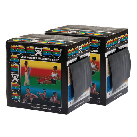 CanDo Low Powder Exercise Band - Twin-Pak - 100 yard (2 x 50 yard rolls) - Black - x-heavy