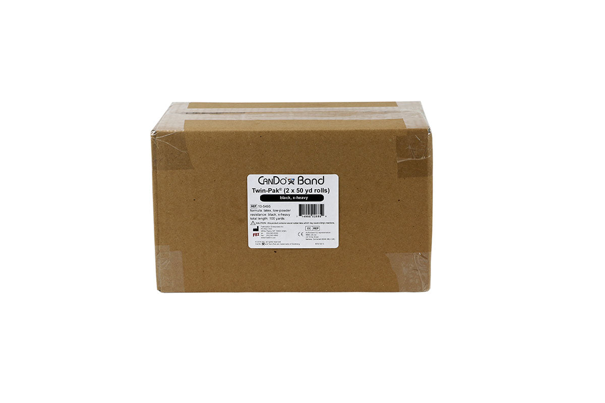 CanDo Low Powder Exercise Band - Twin-Pak - 100 yard (2 x 50 yard rolls) - Black - x-heavy - FE-10-5495
