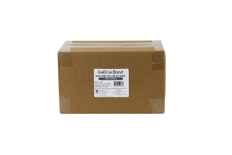 CanDo Low Powder Exercise Band - Twin-Pak - 100 yard (2 x 50 yard rolls) - Silver - xx-heavy - FE-10-5496