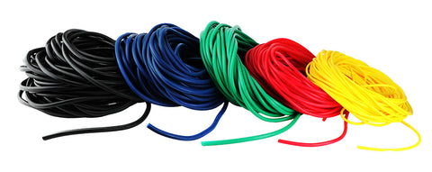 CanDo Low Powder Exercise Tubing - 100' dispenser rolls, 5-piece set (1 each: yellow, red, green, blue, black) - FE-10-5529