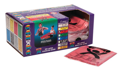 CanDo Latex Free Exercise Band - box of 40, 4' length - Red - light