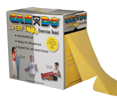 CanDo Latex Free Exercise Band - 100 yard Perf 100 roll - Yellow - x-light
