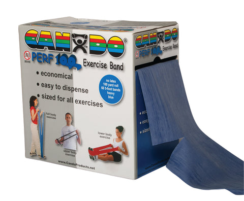 CanDo Latex Free Exercise Band - 100 yard Perf 100 roll - Blue - heavy