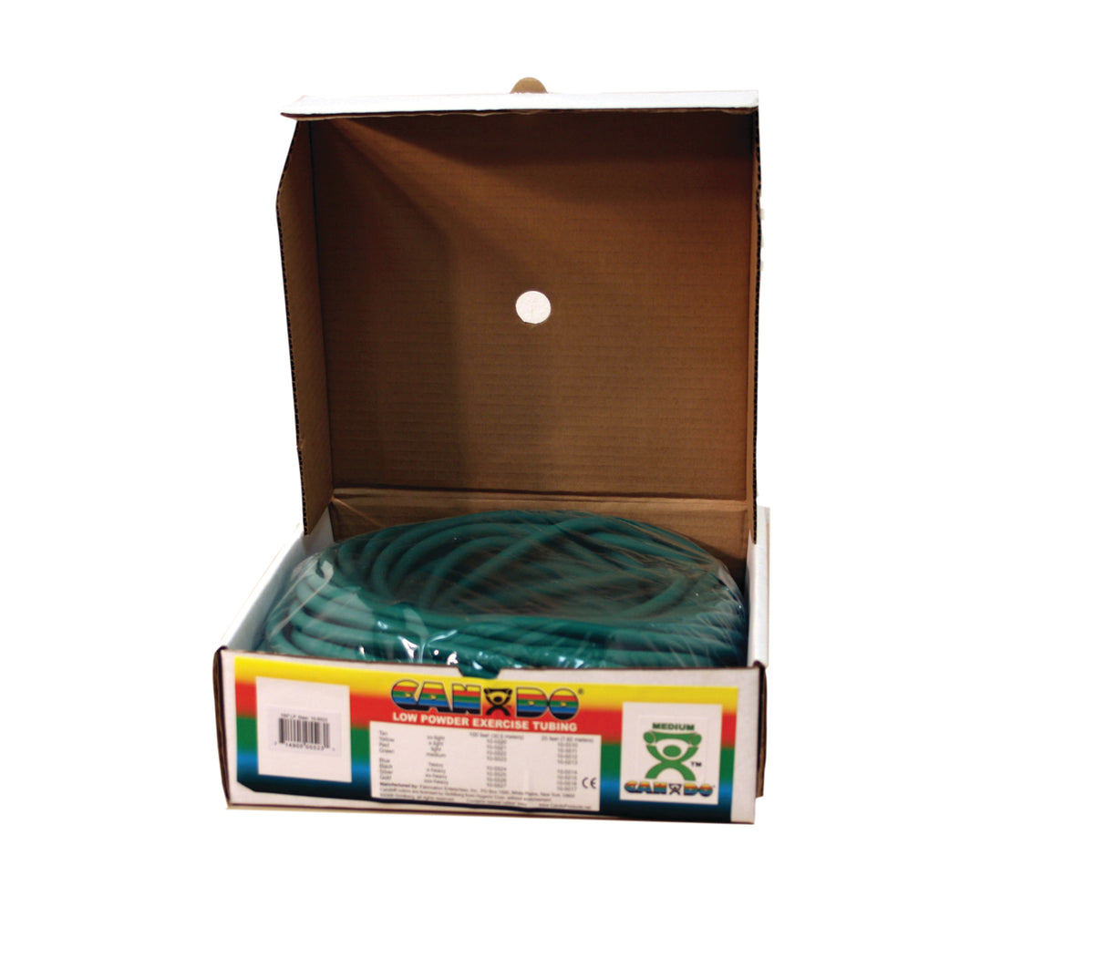 CanDo Latex Free Exercise Tubing - 100' dispenser roll - Green - medium - FE-10-5723