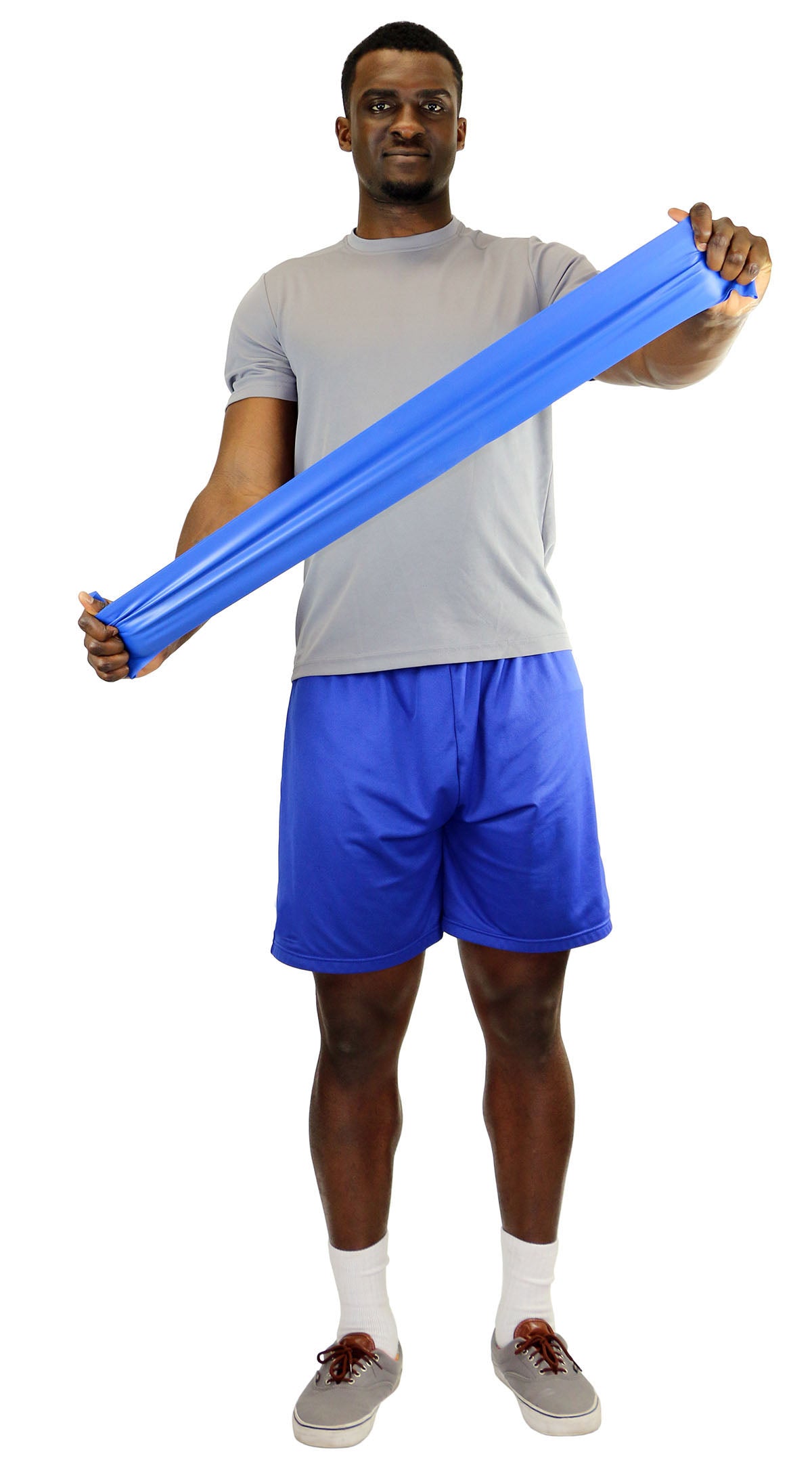 CanDo Latex Free Exercise Band - box of 30, 5' length - Blue - heavy - FE-10-5744