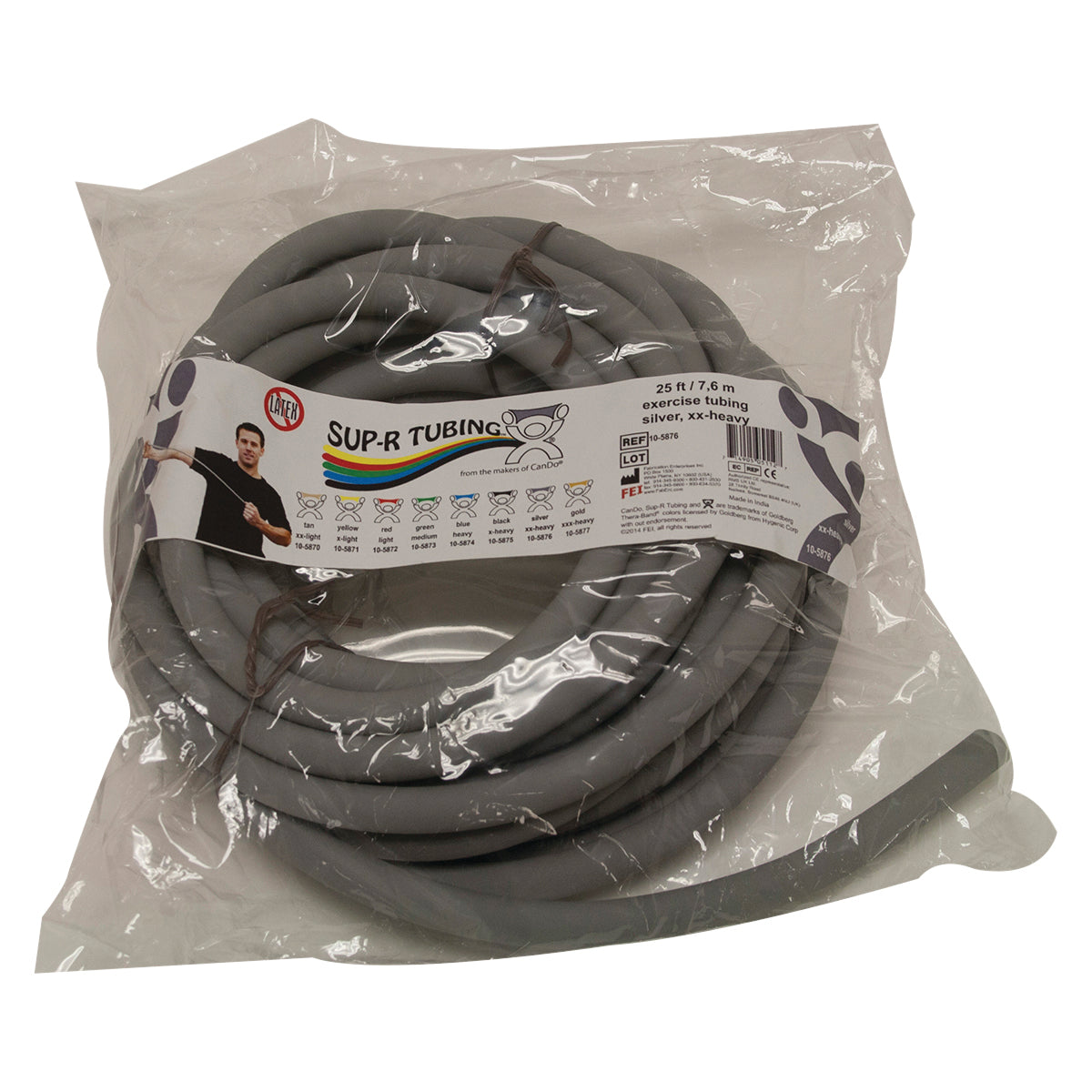 Sup-R Tubing - Latex Free Exercise Tubing - 25' roll - Silver - xx-heavy - FE-10-5876