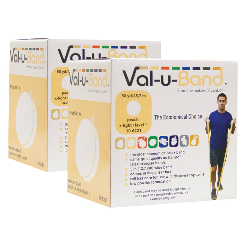 Val-u-Band Resistance Bands, Dispenser Roll, 100 yds. (2 x 50 Yds.), Peach-Level 1/7, Contains Latex