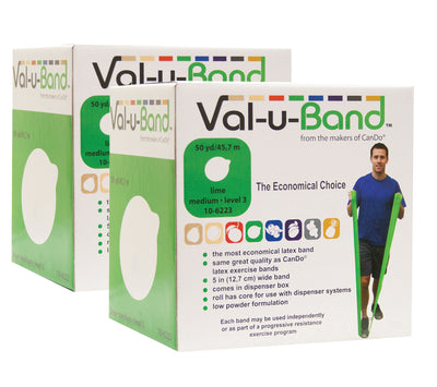 Val-u-Band Resistance Bands, Dispenser Roll, 100 Yds. (2 x 50 Yds.), Lime-Level 3/7, Contains Latex