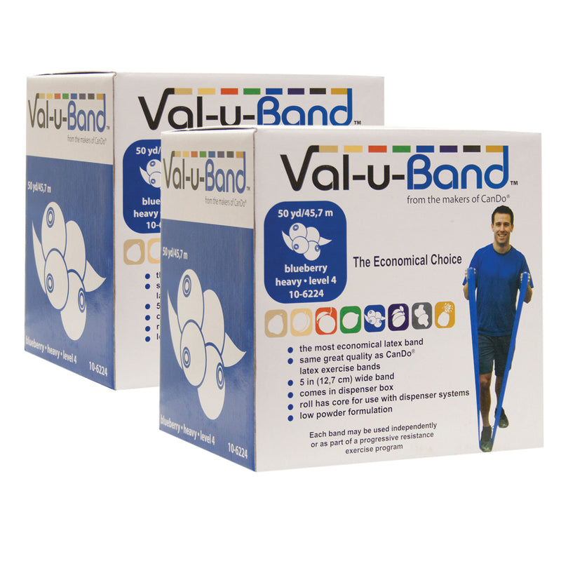 Val-u-Band Resistance Bands, Dispenser Roll, 100 Yds. (2 x 50 Yds.), Blueberry-Level 4/7, Contains Latex