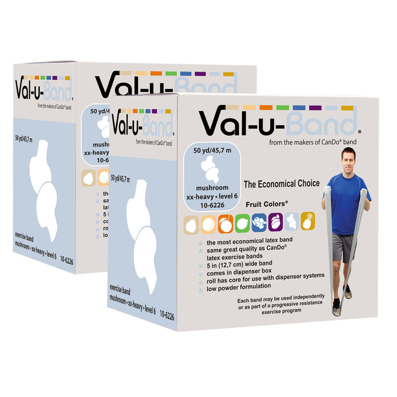 Val-u-Band Resistance Bands, Dispenser Roll, 100 Yds. (2 x 50 Yds.), Mushroom-Level 6/7, Contains Latex