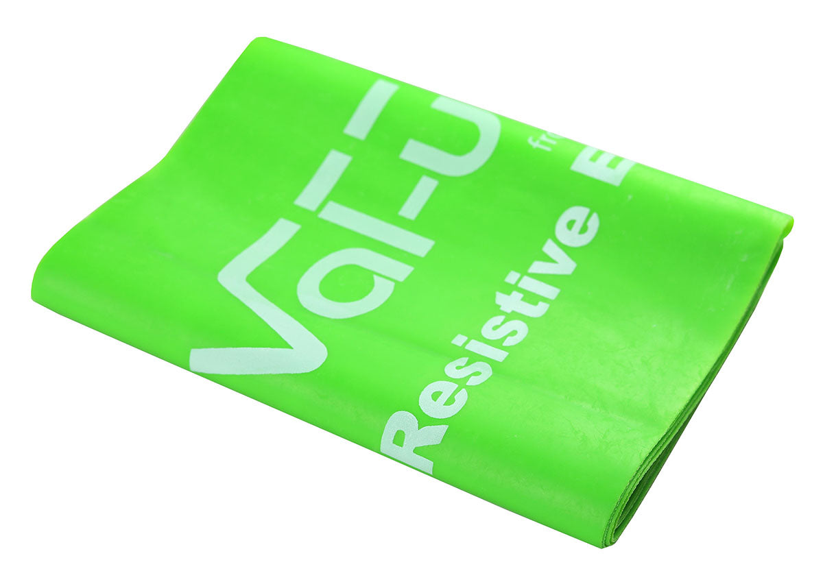 Val-u-Band Resistance Bands, Pre-Cut Strip, 5', Lime-Level 3/7, Case of 30, Contains Latex - FE-10-6273
