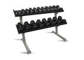 Inflight Fitness, 69" 2-Tier Dumbbell Rack, Tray Style, 10 Pair Rubber Hexagon Dumbbell Set