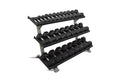 Inflight Fitness, 69" 3-Tier Dumbbell Rack, Tray Style, 15 Pair Rubber Hexagon Dumbbell Set