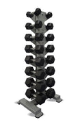 Inflight Fitness, 8-Pair Vertical Dumbbell Rack, 8 Pair Rubber Hexagon Dumbbell Set