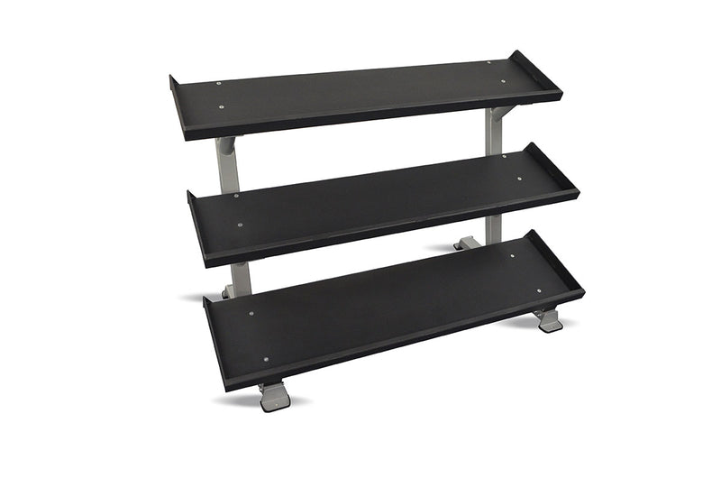 Inflight Fitness, 54" 3-Tier Dumbbell Rack, Tray Style, 10 Pair Rubber Hexagon Dumbbell Set