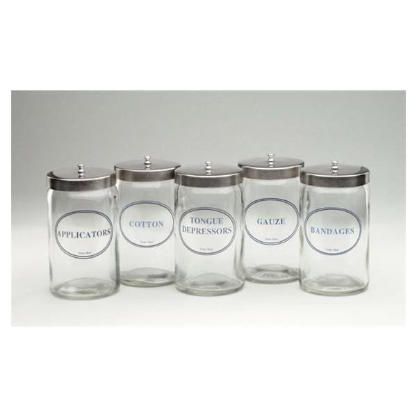 Dukal Corporation Jar Sundry 7x4-1/4" Blue Glass With Stainless Steel Cover 5/Ca - 4010
