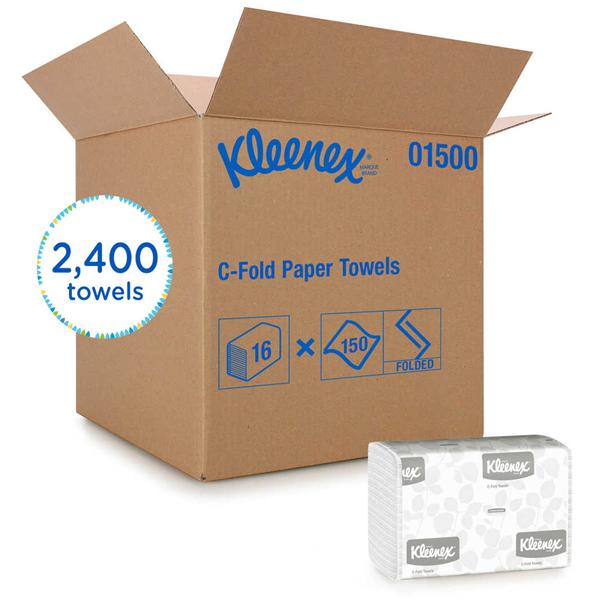Kimberly Clark Professional Towel Kleenex C-Fold White 10.1 in x 13.2 in 2400/Ca - 1500