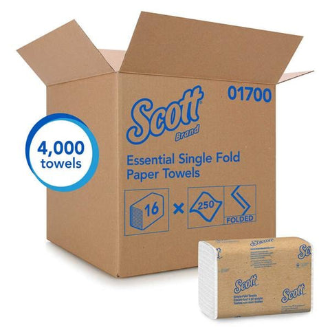 Kimberly Clark Professional Towel Hand Scott Single Fold 1 Ply White 10.25 in x 9.3 in 4000/Ca - 1700