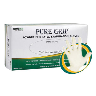 Glove Club Gloves Exam Pure Grip Powder-Free Latex X-Large 100/Bx, 20 BX/CA - 1032545