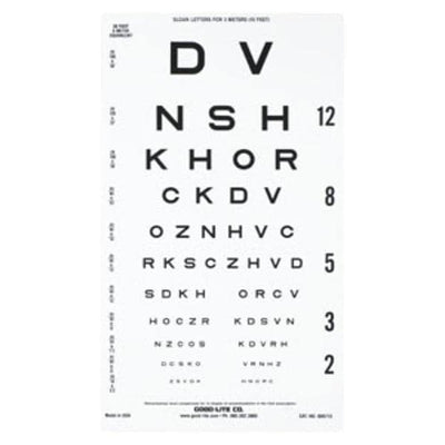 Good Chart Vision Testing 10' Testing Distance 10x18" Eachch - Lite Co - 800713