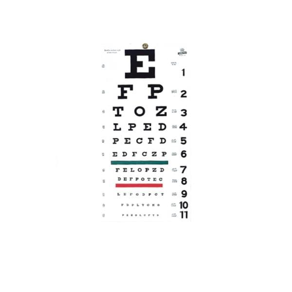 Graham Chart Vision Testing 20' Testing Distance 22x11" Eachch - Field/Everest &Jennings - 1240