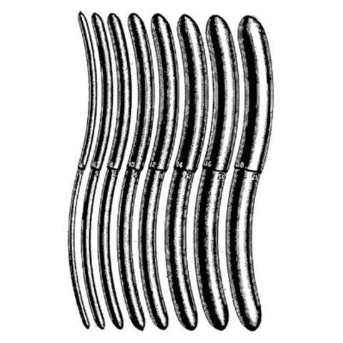 Sklar Instruments Dilator Uterine Hegar 8" Curved 3-18mm Set of 8 Rounded Tip Rsbl SS Each - 90-4825