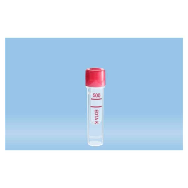 Sarstedt, Inc Microvette Blood Collection Capillary Tube Polypropylene 500uL Red Cap NS 100/Bx - 20.1341.102