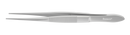 RUMEX Dressing Forceps with Delicate Serrations, 12.00 mm Serrated Tips, Straight, Flat Handle, Length 100 mm, Stainless Steel