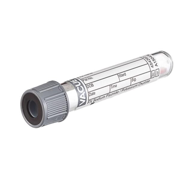 Greiner Vacuette Tube Ven BC Vacuette 4mL 13x75 Plstc Pot Ox/Sod Fl Gry/Blk 1200/Ca - 454297