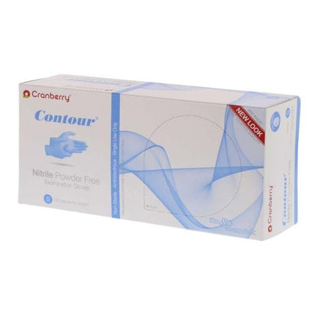 Pro2 Solutions, Inc Gloves Exam Contour Powder-Free Nitrile Latex-Free 9.5 in Small Blue 100/Bx, 10 BX/CA - CR3116