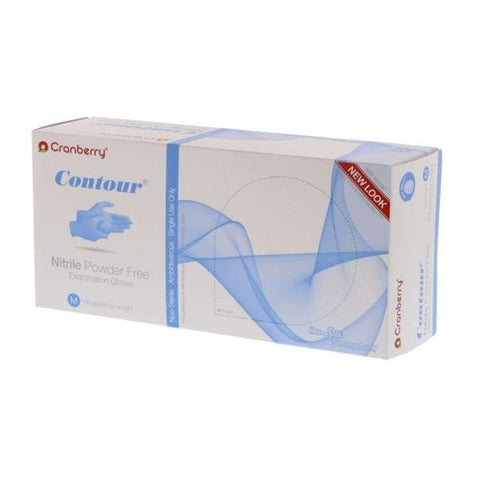 Pro2 Solutions, Inc Gloves Exam Contour Powder-Free Nitrile Latex-Free 9.5 in Medium Blue 100/Bx, 10 BX/CA - CR3117