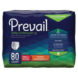 First Quality Products Underwear Prevail Adult Unisex Small/Medium 34-46" Extra Odor Guard White 80/Ca - PV-512