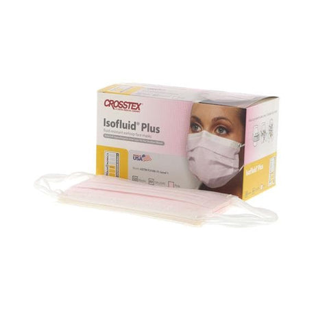 Crosstex International Mask Procedure Isofluid Plus Anti-Fog ASTM Level 1 Pleated Pink Size 50/Bx - GPLUSPK