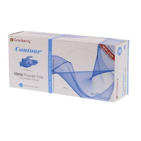 Pro2 Solutions, Inc Gloves Exam Contour Powder-Free Nitrile Latex-Free 9.5 in Large Blue 100/Bx, 10 BX/CA - CR3118