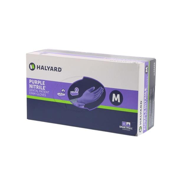 O & M Halyard Gloves Exam Purple Nitrile PF Nitrile Latex-Free 9.5 in Md Purple 100/Bx, 10 BX/CA - 53432