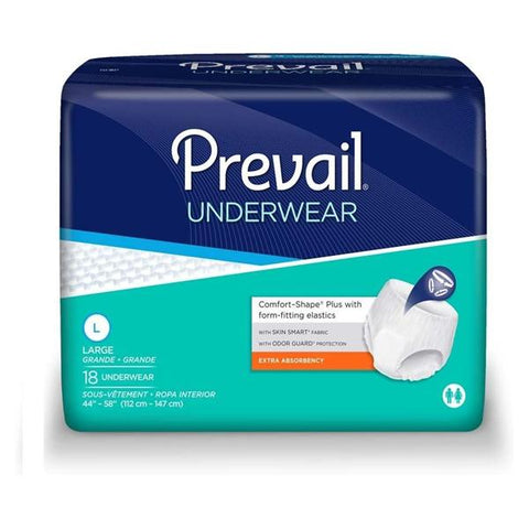 First Quality Products Underwear Prevail Adult Unisex Large 44-58" Extra Odor Guard White 72/Ca - PV-513