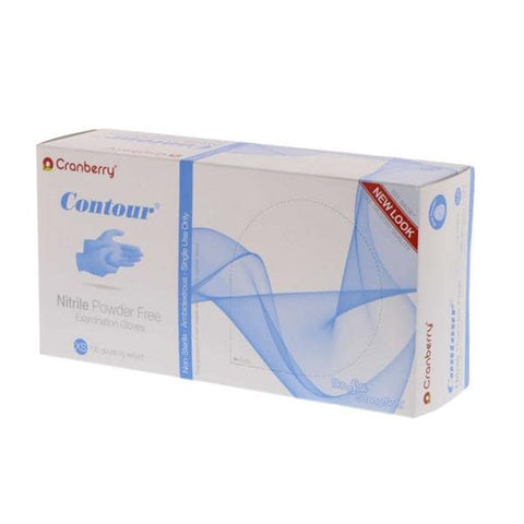 Pro2 Solutions, Inc Gloves Exam Contour Powder-Free Nitrile Latex-Free 9.5 in X-Small Blue 100/Bx, 10 BX/CA - CR3115