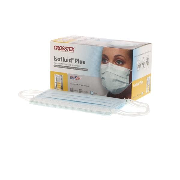 Crosstex International Mask Eachrloop Isofluid Plus ASTM Level 1 Blue 50/Bx - GPLUSBL