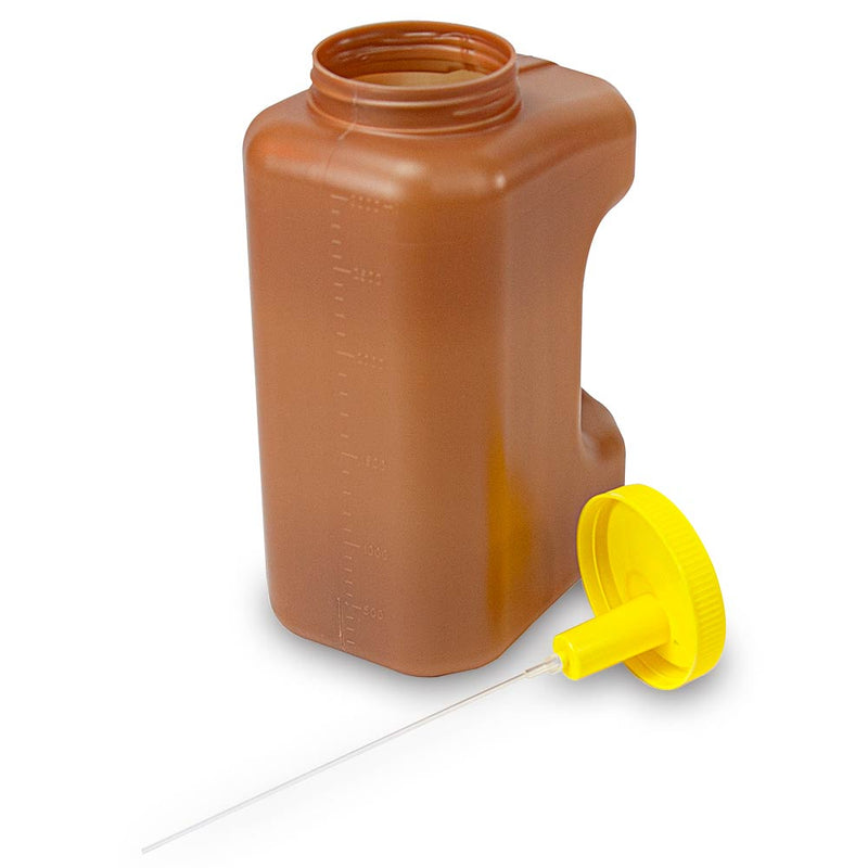Globe Scientific 24 Hour Urine Collection Container, 3000mL (3 Liter), Affixed TransferTop Screwcap, Amber - GS-108010