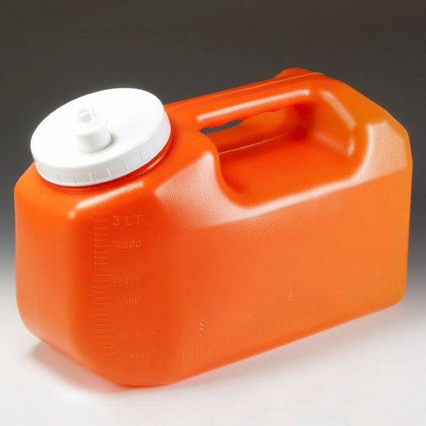 Globe Scientific Container, 24 Hour Urine Collection, 3 Liter, Orange with Screwcap and Snap Pour Spout - GS-108095