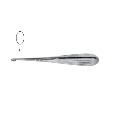 Miltex Curette Mastoid Spratt Meister-Hand 6-1/2" #2 Oval Cup Tip Stainless Steel Each - Integra Miltex - MH19-712