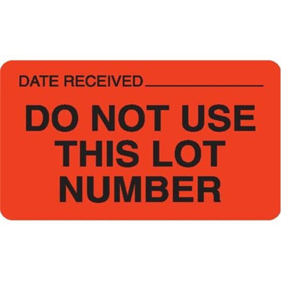 Marketlab Permanent Label Orange 2-1/2x1-1/2" Do Not Use This Lot Number 1000/RL - 8030