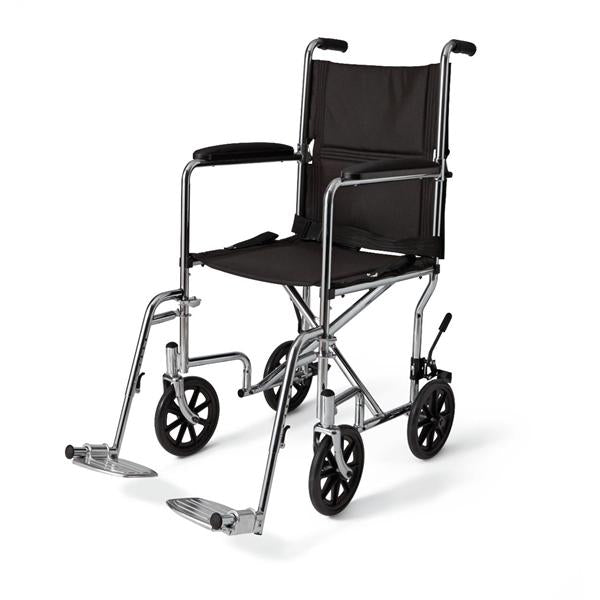 Medline Industries Inc Wheelchair Transport 300lb Blk/Chrm Swngwy Ftrst SA Lgrt Fl Lgth Arms Each - MDS808200