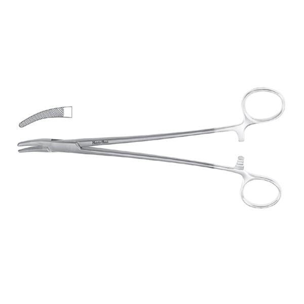 Miltex Holder Needle Heaney Meister-Hand 8-1/2" Serrated Jaw Curved Tungsten Carbide Each - Integra Miltex - MH8-100TC
