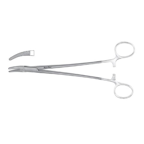 Miltex Holder Needle Heaney Meister-Hand 8-1/2" Serrated Jaw Curved Tungsten Carbide Each - Integra Miltex - MH8-100TC