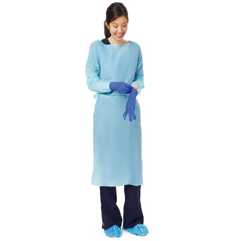 Medline Industries Inc Gown Dialysis Thumbs Up Disposable PE Size Regular / Large Blue 15/Bx, 5 BX/CA - NONTH150